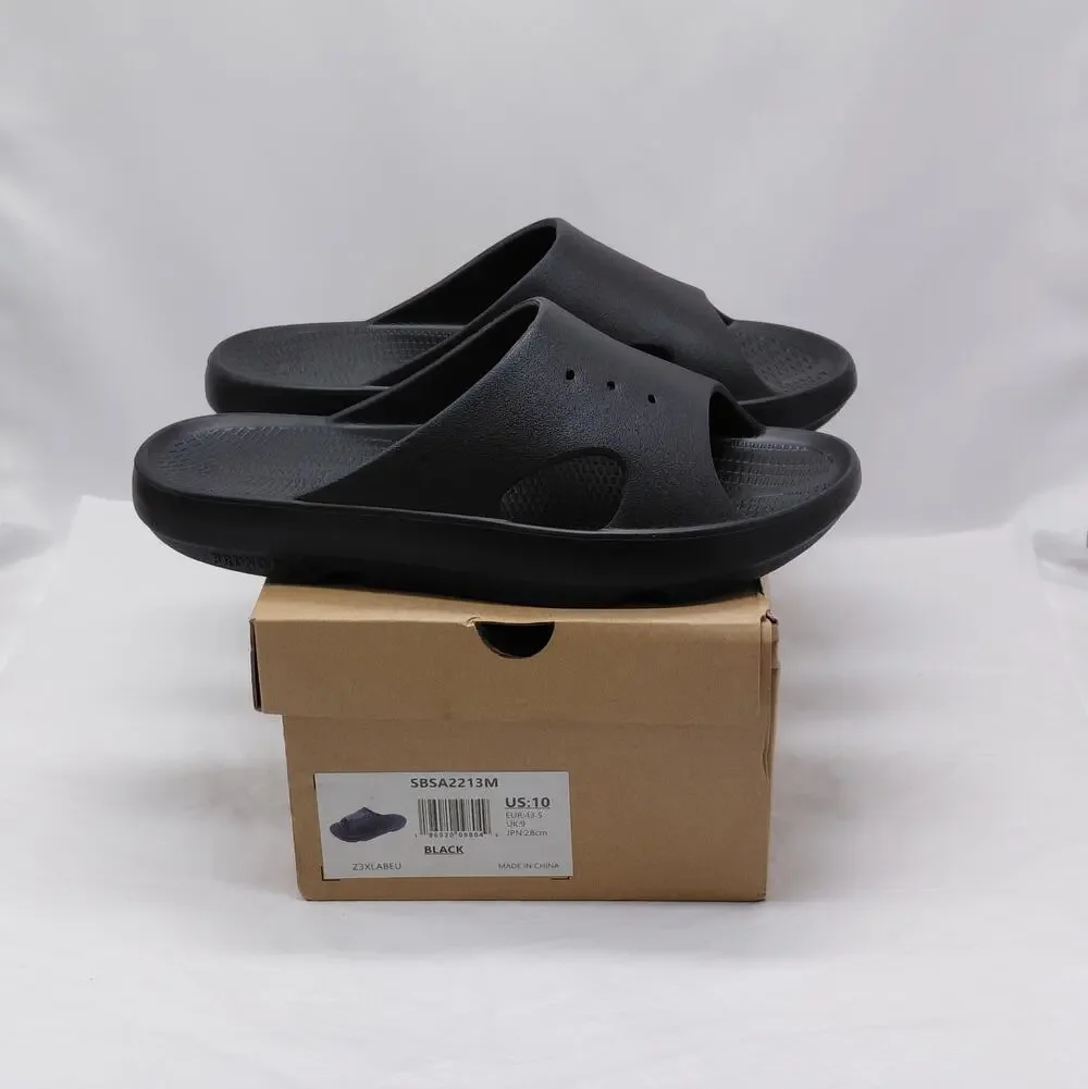 Bruno Marc Mens Slide Sandals Size 10 Black Beach Summer Lounge Vacation Shoes
